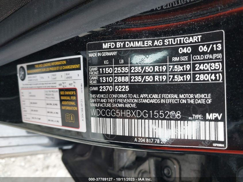 2013 MERCEDES-BENZ GLK 350 - WDCGG5HBXDG155238