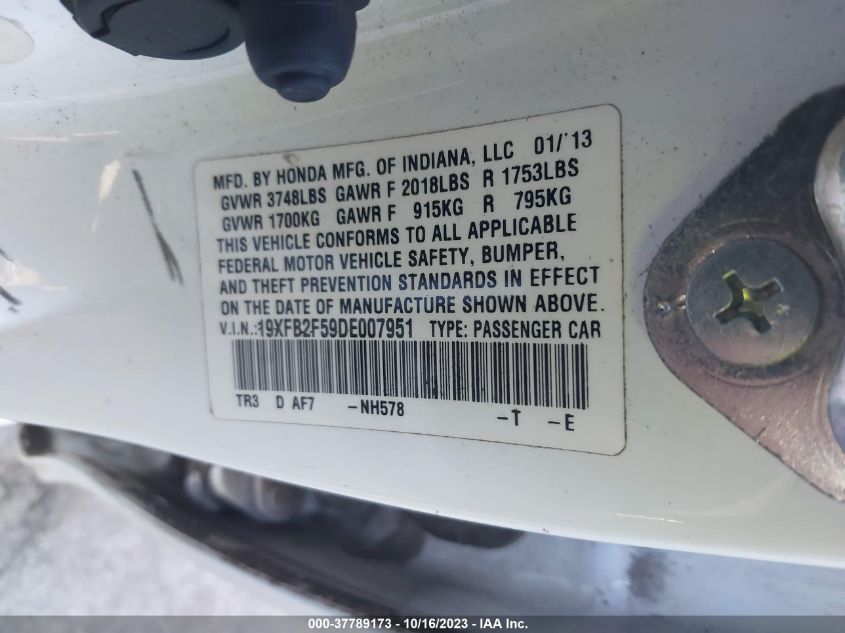 2013 HONDA CIVIC SDN LX 19XFB2F59DE007951