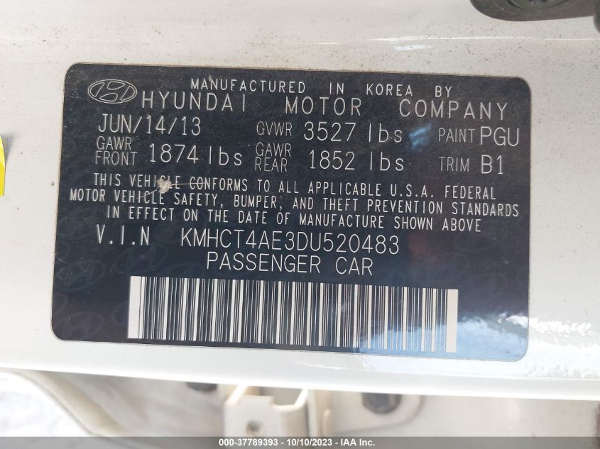 2013 HYUNDAI ACCENT GLS - KMHCT4AE3DU520483