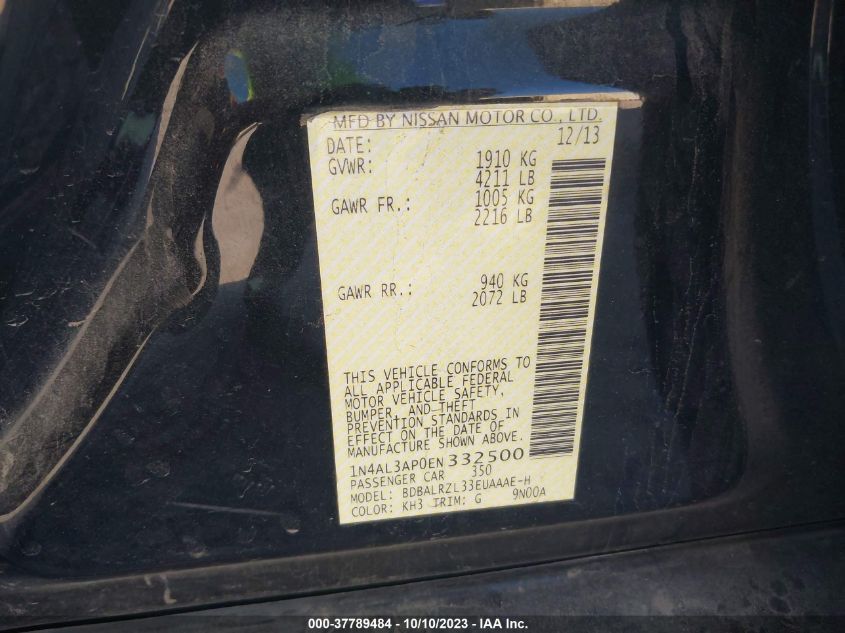 2014 NISSAN ALTIMA 2.5 S - 1N4AL3AP0EN332500
