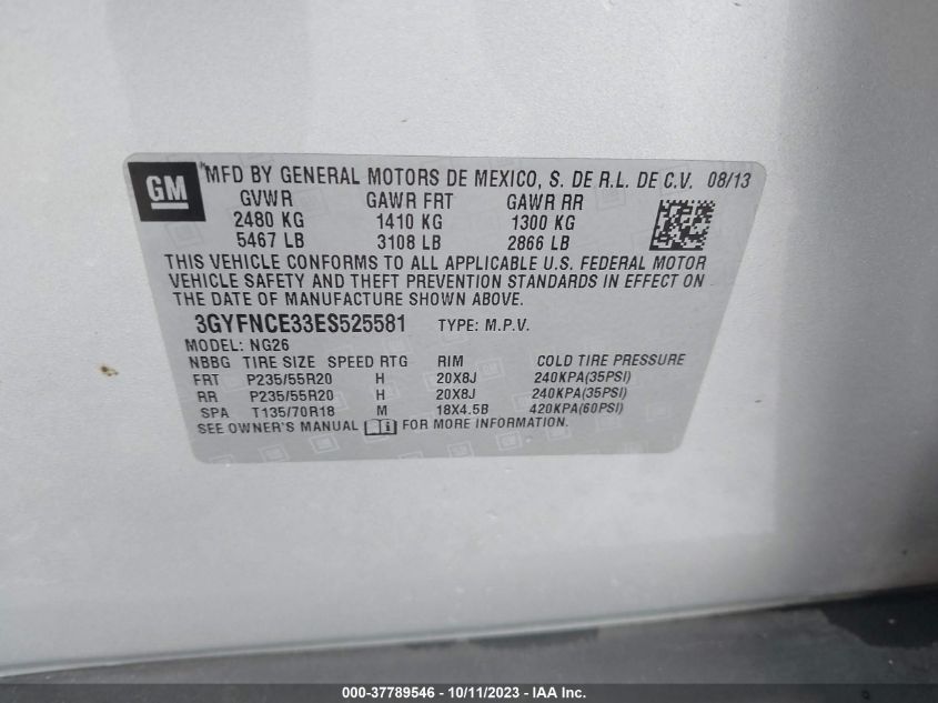 2014 CADILLAC SRX PERFORMANCE COLLECTION - 3GYFNCE33ES525581