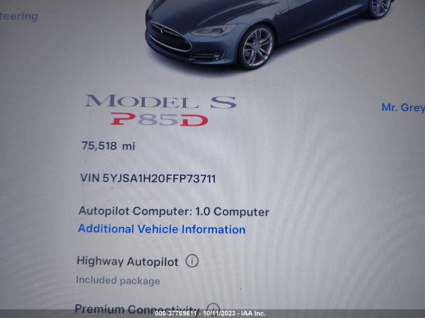 2015 TESLA MODEL S 85D/P85D/70D/90D/P90D - 5YJSA1H20FFP73711