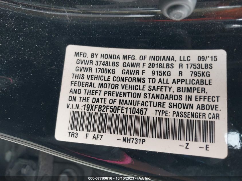 2015 HONDA CIVIC LX - 19XFB2F50FE110467