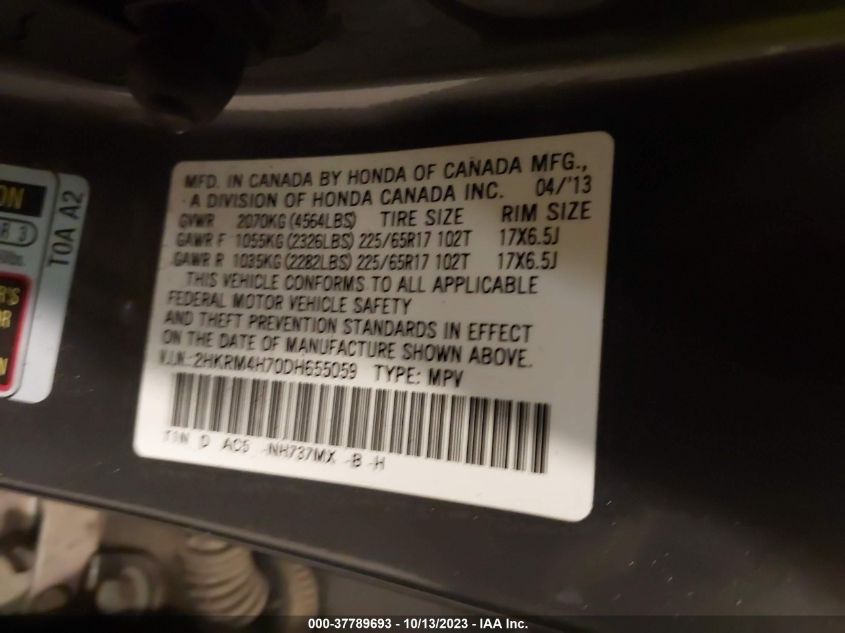 2013 HONDA CR-V EX-L - 2HKRM4H70DH655059