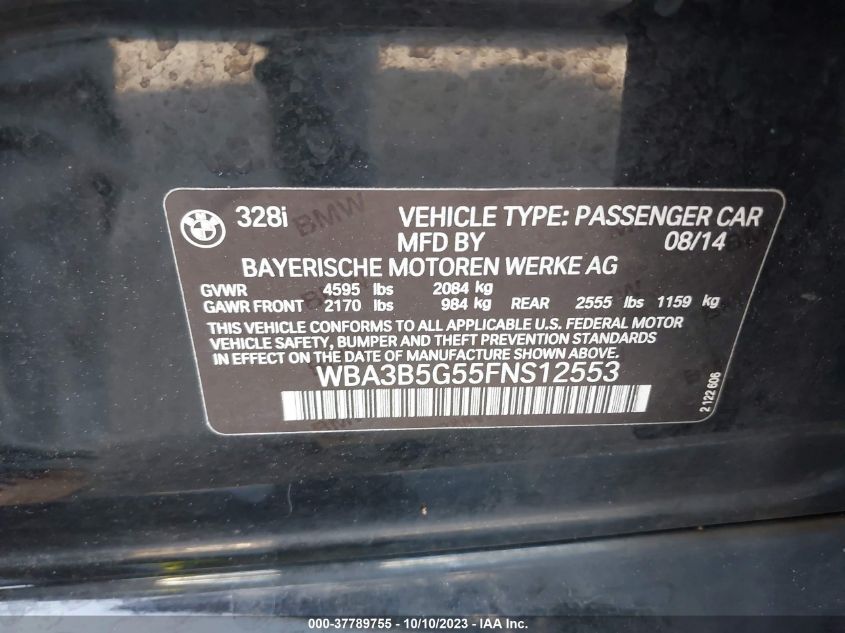2015 BMW 3 SERIES 328I XDRIVE - WBA3B5G55FNS12553