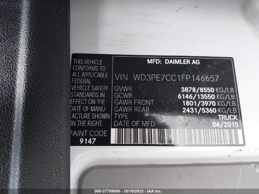 2015 MERCEDES-BENZ SPRINTER 2500 NORMAL ROOF WD3PE7CC1FP146657