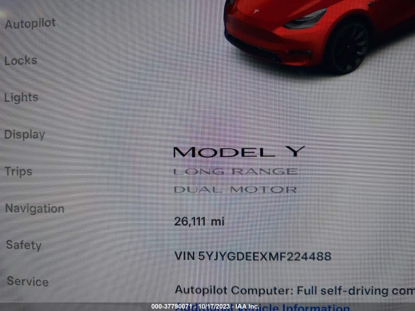 5YJYGDEEXMF224488 Tesla Model Y LONG RANGE 14