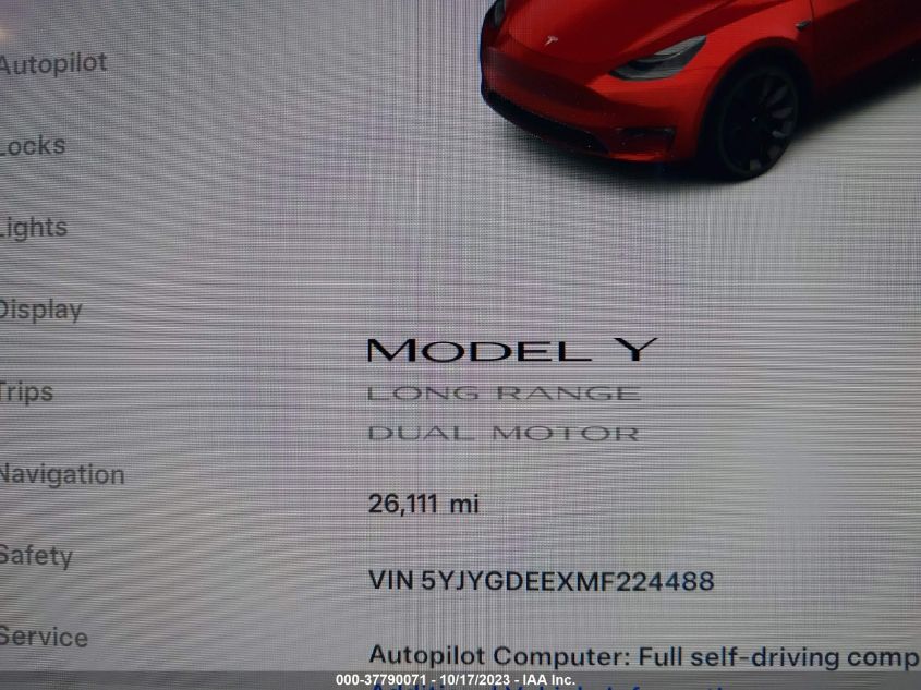 5YJYGDEEXMF224488 Tesla Model Y LONG RANGE 7