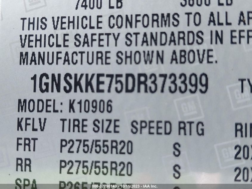 2013 CHEVROLET SUBURBAN 1500 LTZ 1GNSKKE75DR373399