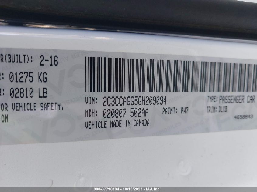 2016 CHRYSLER 300 S - 2C3CCAGG5GH209094