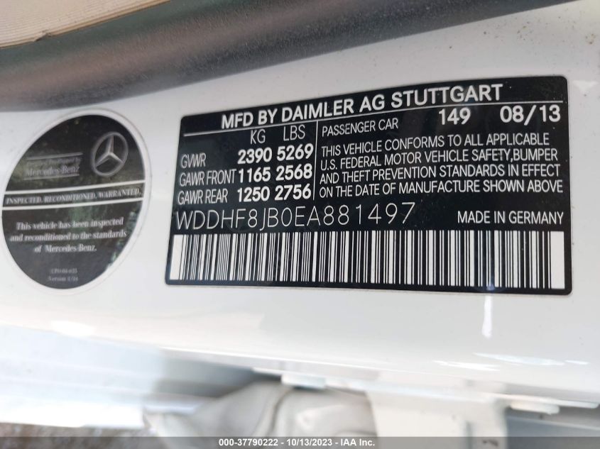 2014 MERCEDES-BENZ E-CLASS E 350 - WDDHF8JB0EA881497