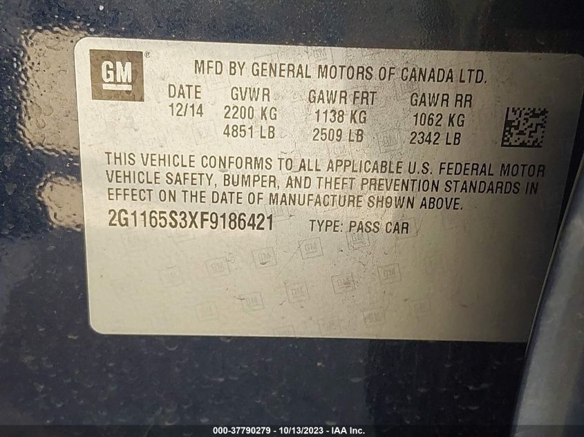 2015 CHEVROLET IMPALA LTZ - 2G1165S3XF9186421