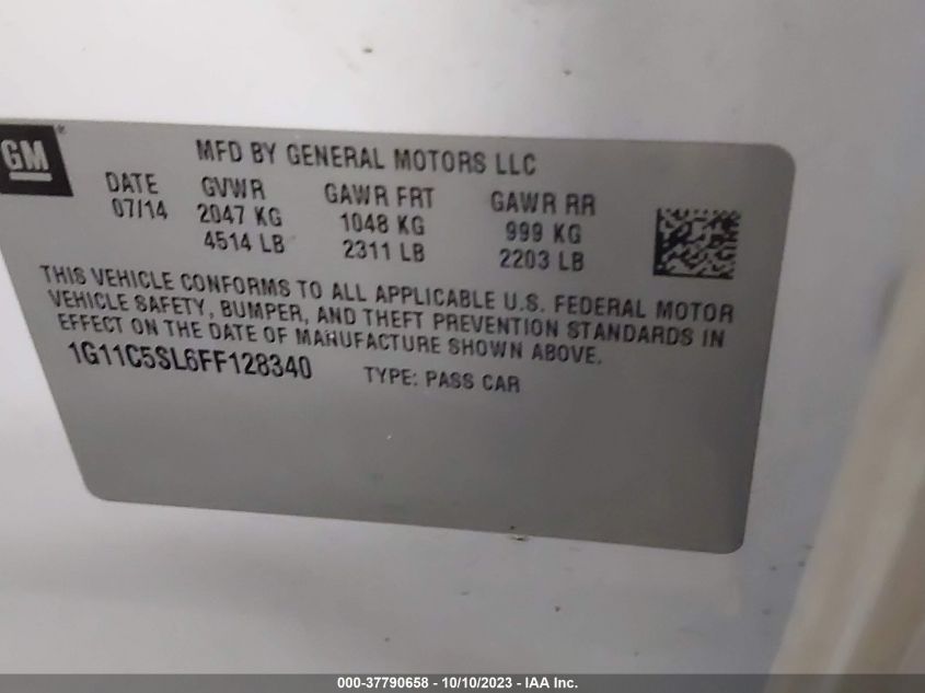 2015 CHEVROLET MALIBU LT - 1G11C5SL6FF128340