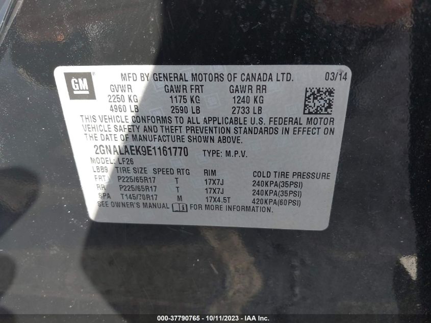 2014 CHEVROLET EQUINOX LS - 2GNALAEK9E1161770
