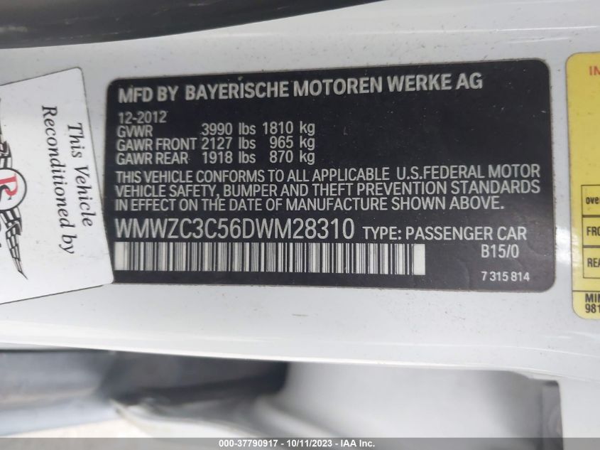 2013 MINI COOPER COUNTRYMAN S WMWZC3C56DWM28310