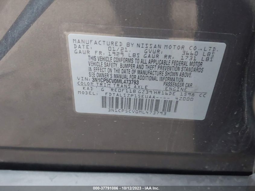 2021 NISSAN KICKS SV - 3N1CP5CV0ML473793