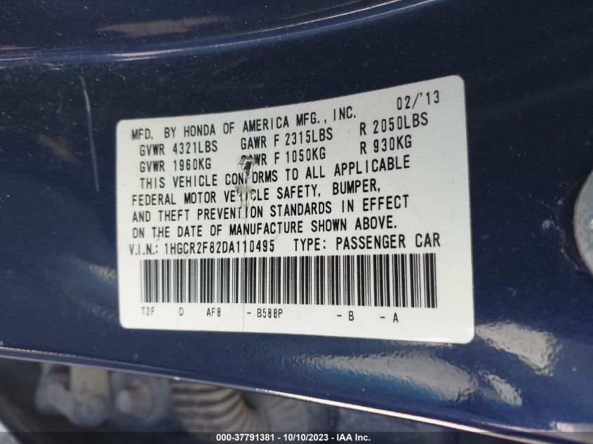 2013 HONDA ACCORD EX-L - 1HGCR2F82DA110495