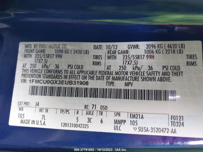 2014 FORD ESCAPE SE - 1FMCU0GX3EUB31908