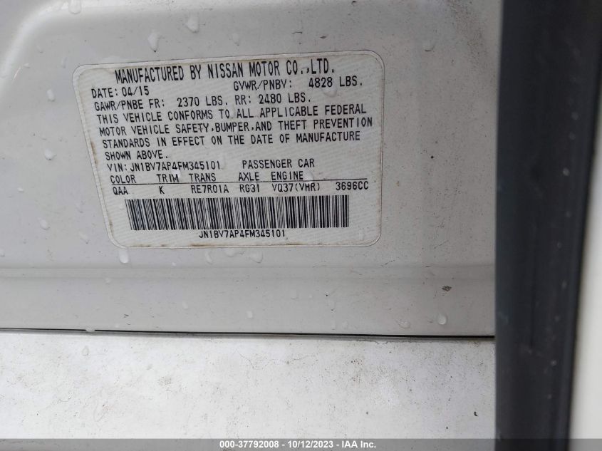 2015 INFINITI Q50 - JN1BV7AP4FM345101