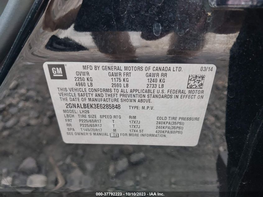 2014 CHEVROLET EQUINOX LT - 2GNALBEK3E6285848