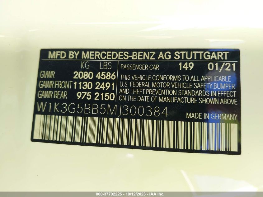 2021 MERCEDES-BENZ AMG A 35 4MATIC - W1K3G5BB5MJ300384