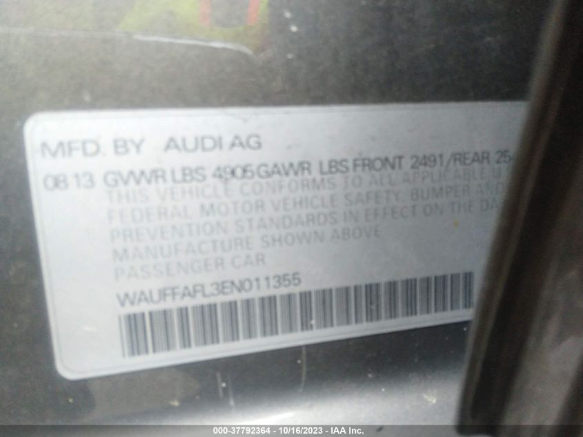 2014 AUDI A4 2.0T PREMIUM WAUFFAFL3EN011355