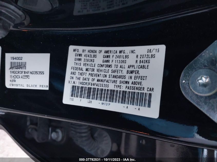 2015 HONDA ACCORD SEDAN EX-L - 1HGCR3F84FA035355