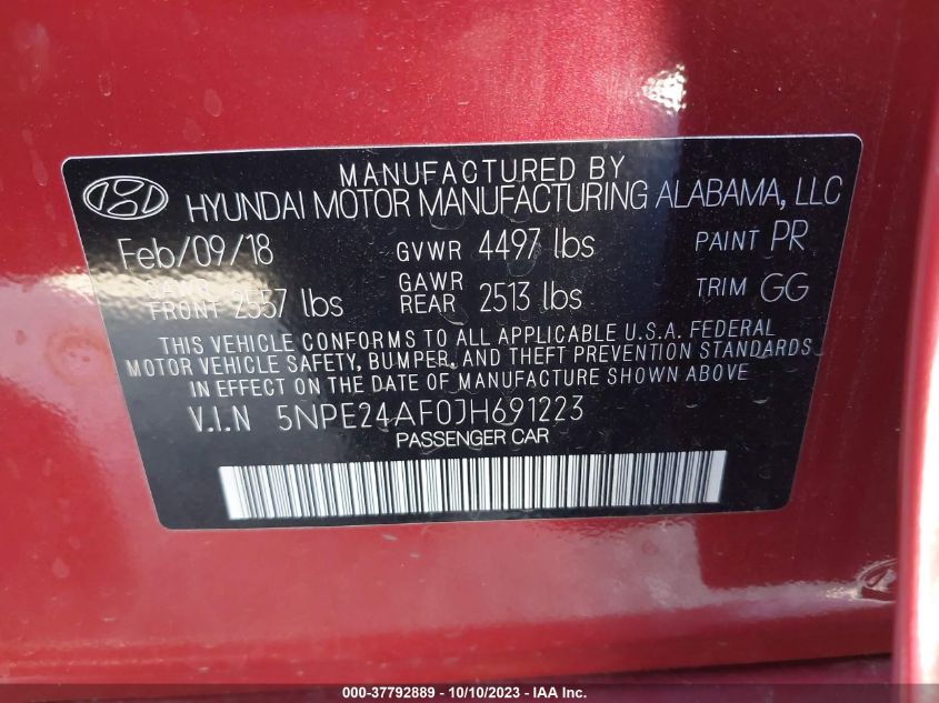 2018 HYUNDAI SONATA SE - 5NPE24AF0JH691223