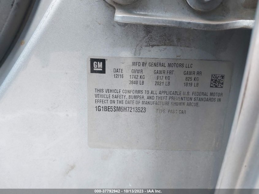 2017 CHEVROLET CRUZE LT - 1G1BE5SM6H7213523