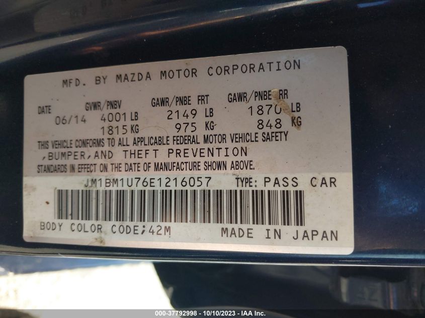 2014 MAZDA MAZDA3 - JM1BM1U76E1216057