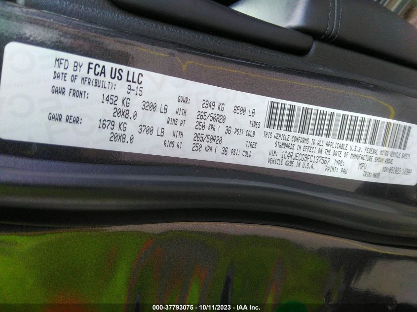 2015 JEEP GRAND CHEROKEE HIGH ALTITUDE - 1C4RJECG9FC137567