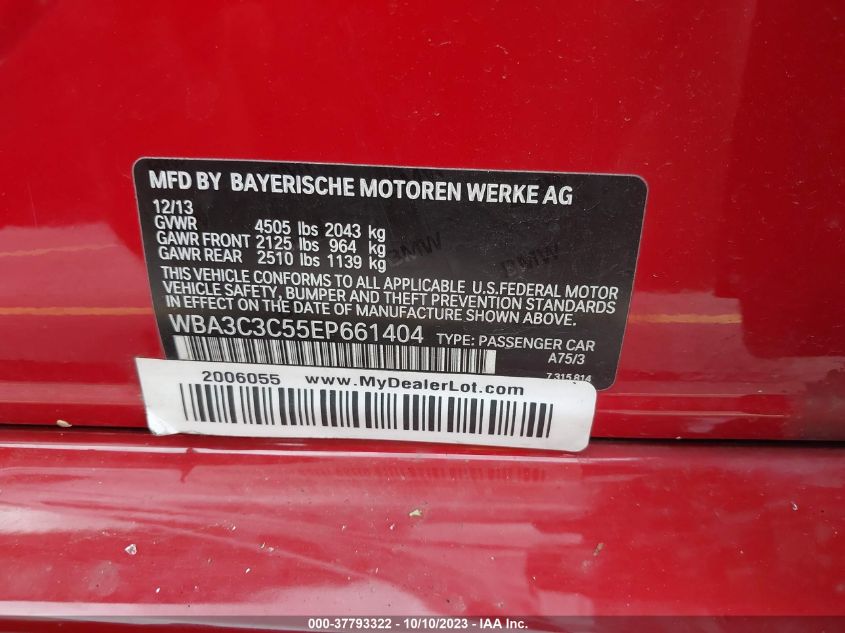 2014 BMW 3 SERIES 320I XDRIVE - WBA3C3C55EP661404