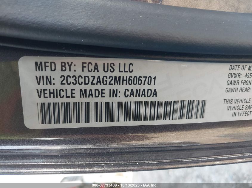 2021 DODGE CHALLENGER SXT - 2C3CDZAG2MH606701