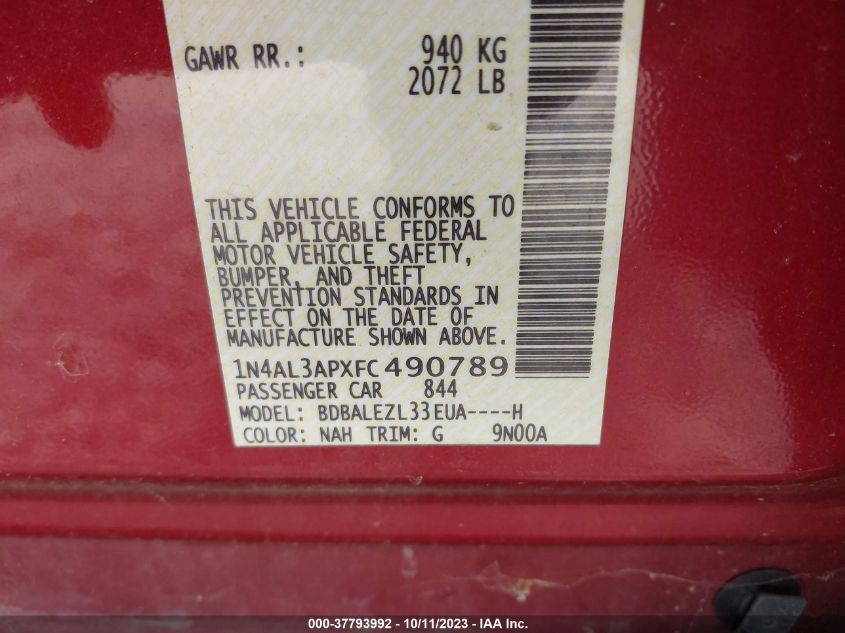 2015 NISSAN ALTIMA 2.5 S - 1N4AL3APXFC490789