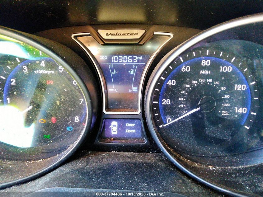 2013 HYUNDAI VELOSTER TURBO W/BLACK INT - KMHTC6AE1DU169178