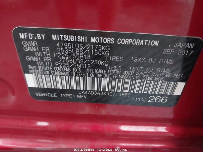 2018 MITSUBISHI OUTLANDER SE/SEL/LE - JA4AD3A3XJZ016880