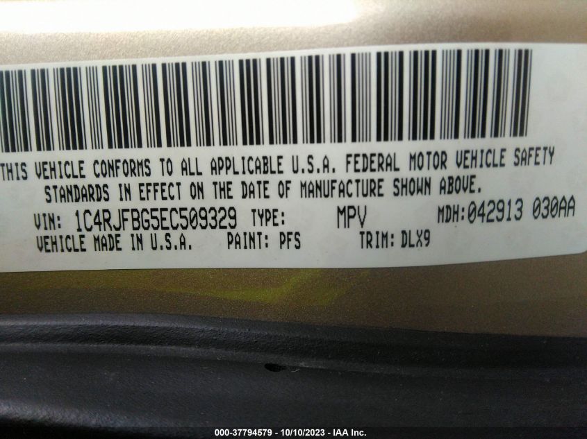 2014 JEEP GRAND CHEROKEE LIMITED - 1C4RJFBG5EC509329