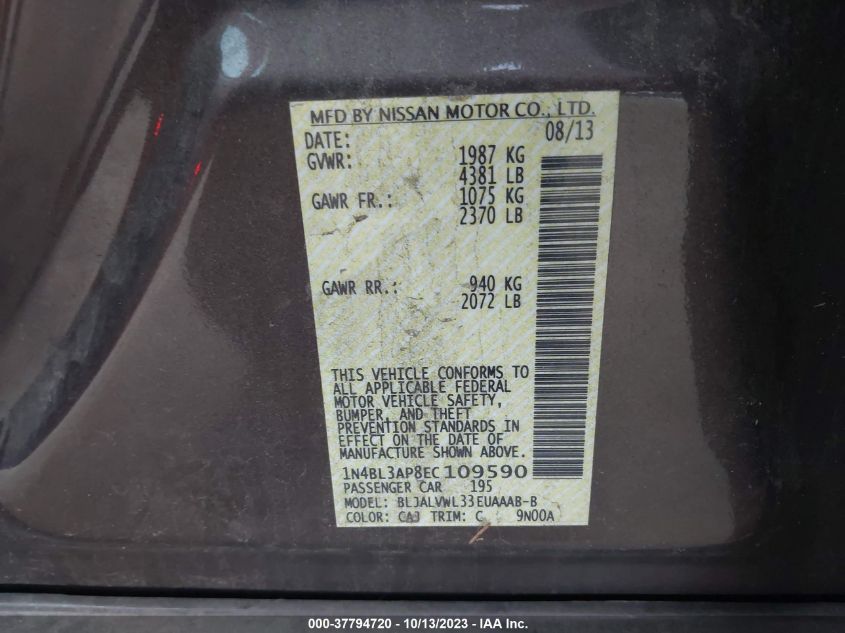 2014 NISSAN ALTIMA 3.5 SL - 1N4BL3AP8EC109590