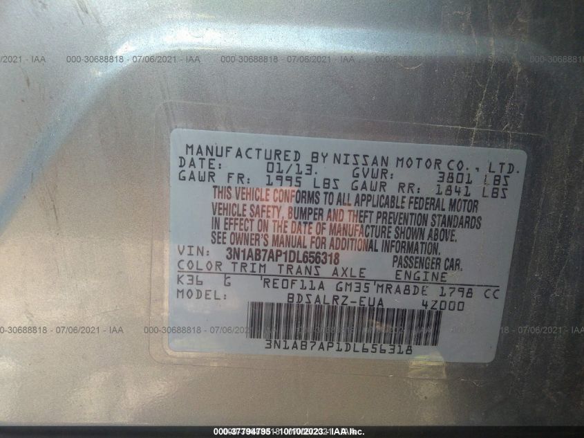 2013 NISSAN SENTRA SR - 3N1AB7AP1DL656318