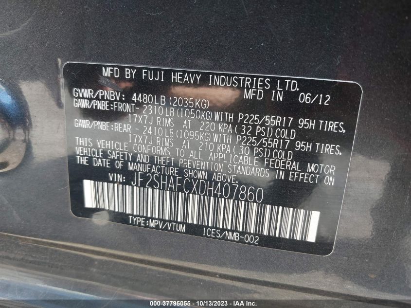 2013 SUBARU FORESTER 2.5X LIMITED - JF2SHAFCXDH407860