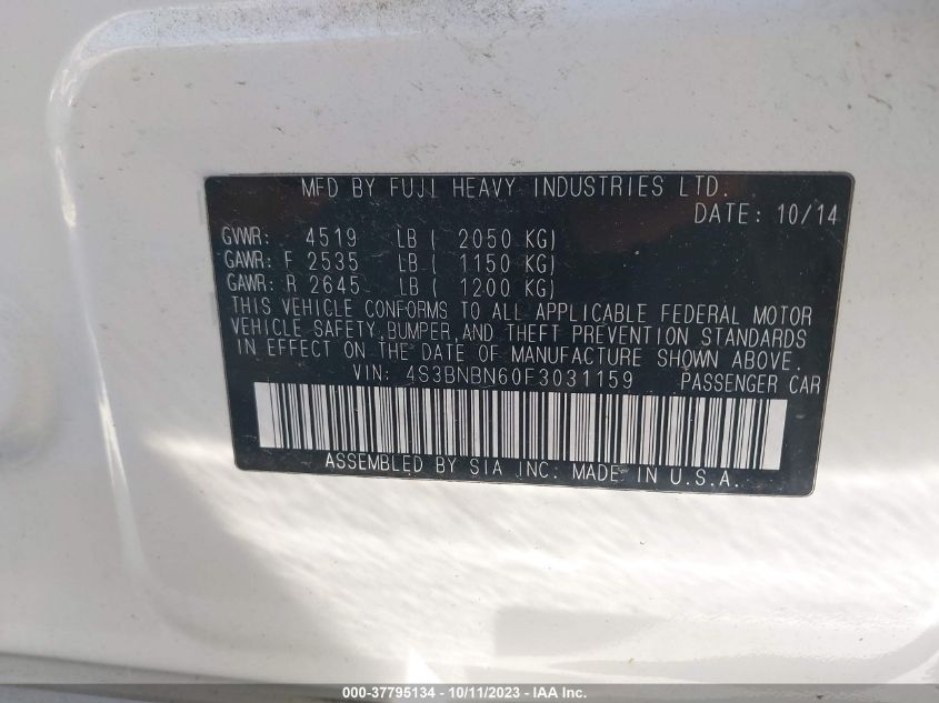 2015 SUBARU LEGACY 2.5I LIMITED - 4S3BNBN60F3031159