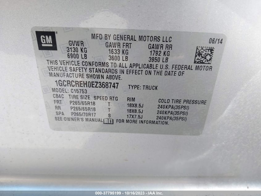 2014 CHEVROLET SILVERADO 1500 LT - 1GCRCREH0EZ368747