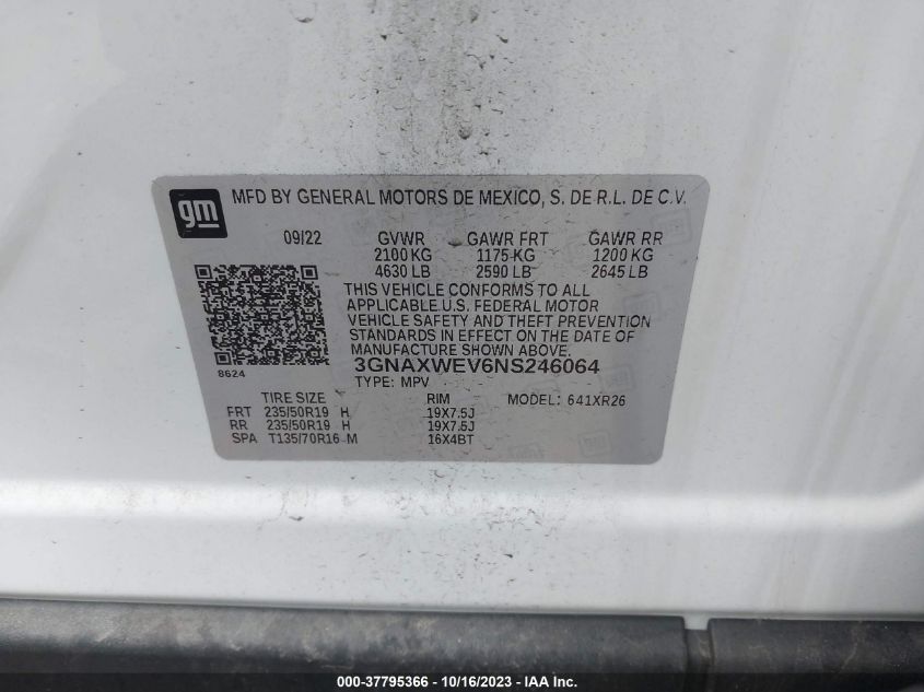 2022 CHEVROLET EQUINOX RS - 3GNAXWEV6NS246064
