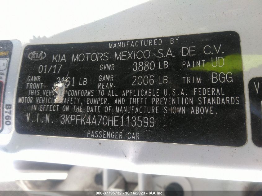 2017 KIA FORTE LX - 3KPFK4A70HE113599