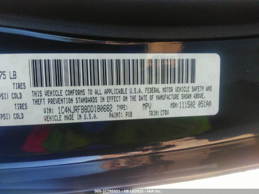 2013 JEEP PATRIOT LATITUDE - 1C4NJRFB8DD180682