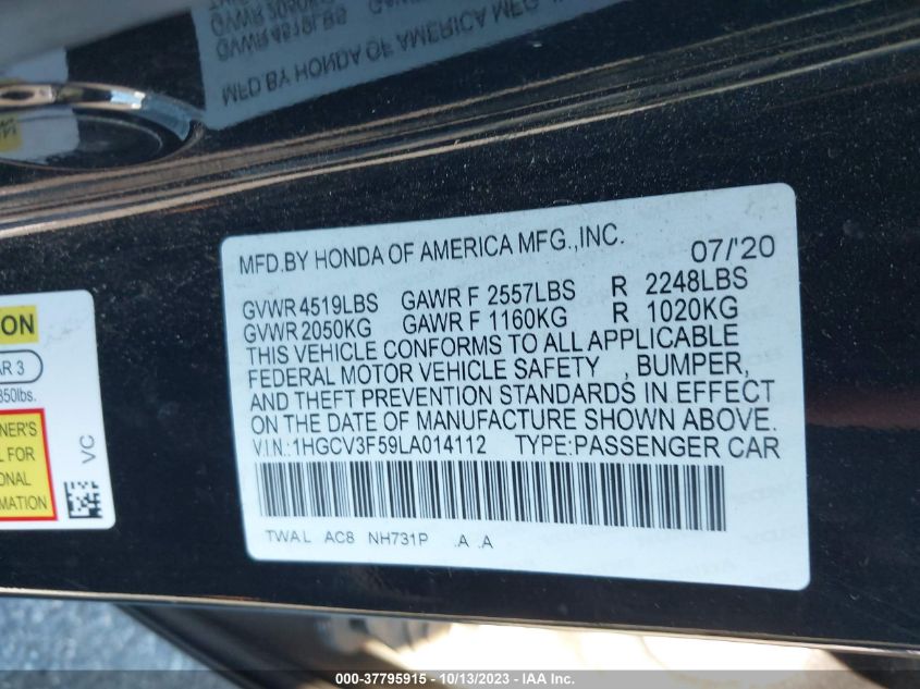 1HGCV3F59LA014112 Honda Accord Hybrid EX-L 9