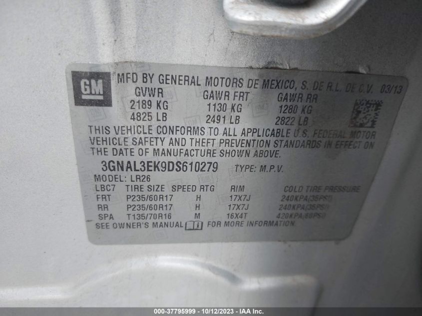 2013 CHEVROLET CAPTIVA SPORT LT - 3GNAL3EK9DS610279