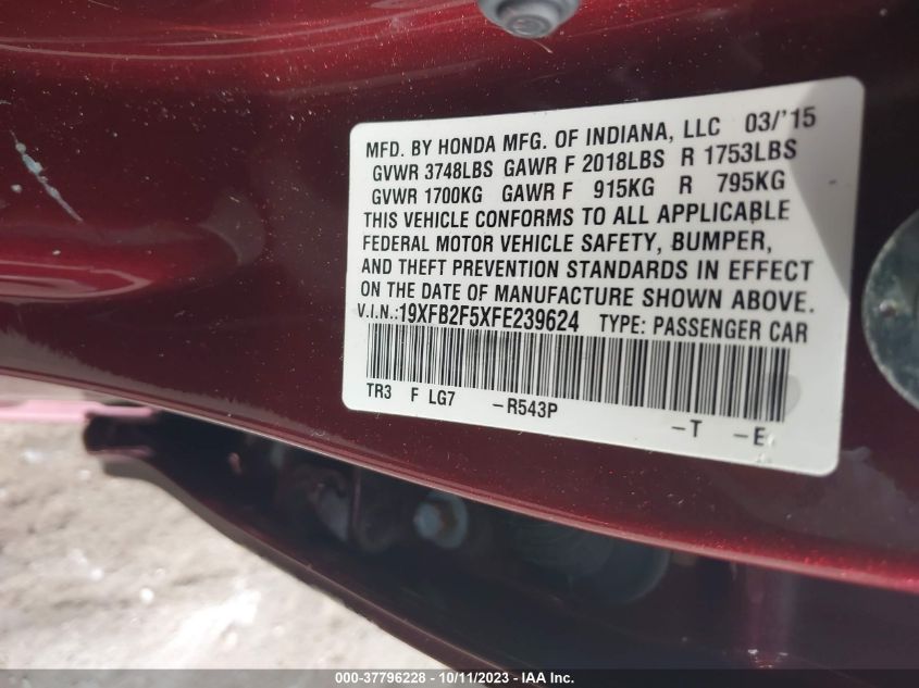 2015 HONDA CIVIC SEDAN LX - 19XFB2F5XFE239624
