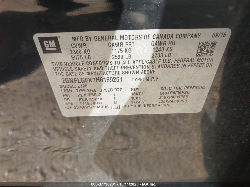 2017 CHEVROLET EQUINOX PREMIER - 2GNFLGEK7H6189261