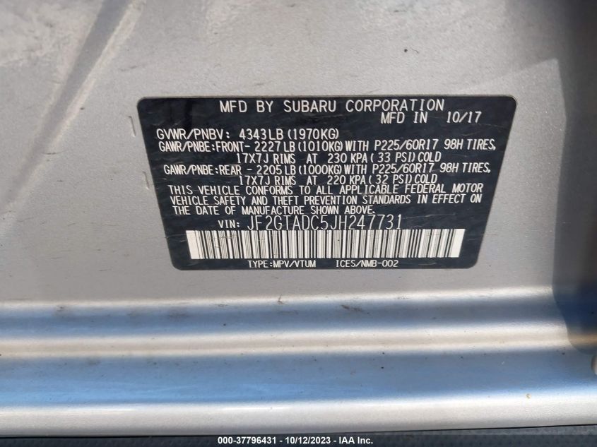 2018 SUBARU CROSSTREK PREMIUM - JF2GTADC5JH247731